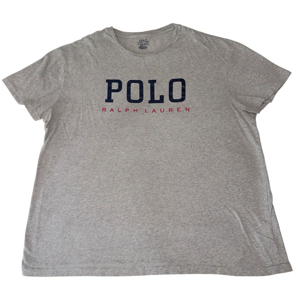 Polo Ralph Lauren Men's Size XL T-shirt Gray Polo Spell Out 52" Chest Preppy